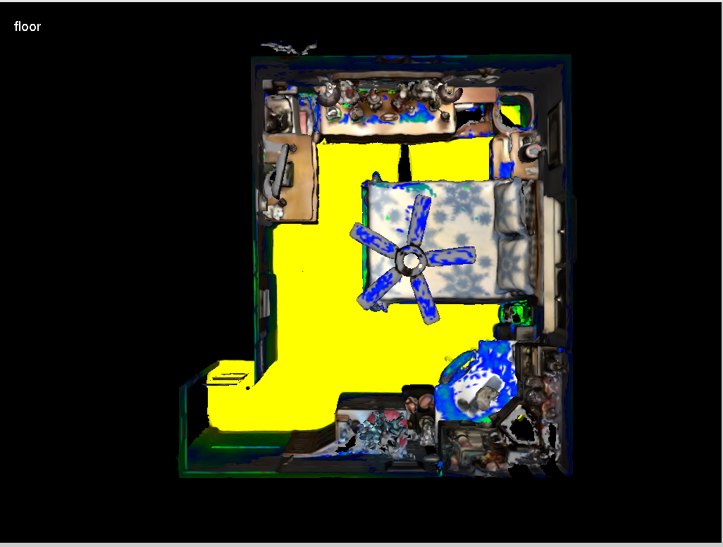 OpenSceneによる3Dシーンのfloor領域の推論・可視化結果